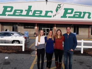 From left, the team of Kellie Roach ’17, Lauryn Picknelly ’18, Brenna Williams ’18, and Jake Beaton ’18 studied processes at the Peter Pan bus company as part of the Accountancy Information Systems course.