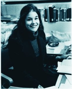 Perel at her desk, 1977