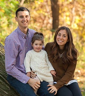 Nicole Cestaro Culver '06 with her husband, Dan Culver '06 and their daughter, Olivia.