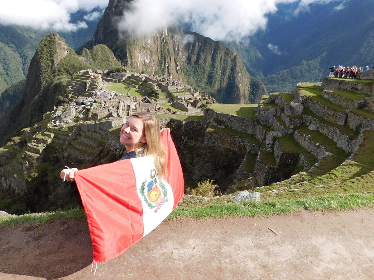 Taylor Gibson '17 overlooking Machu Picchu in Peru