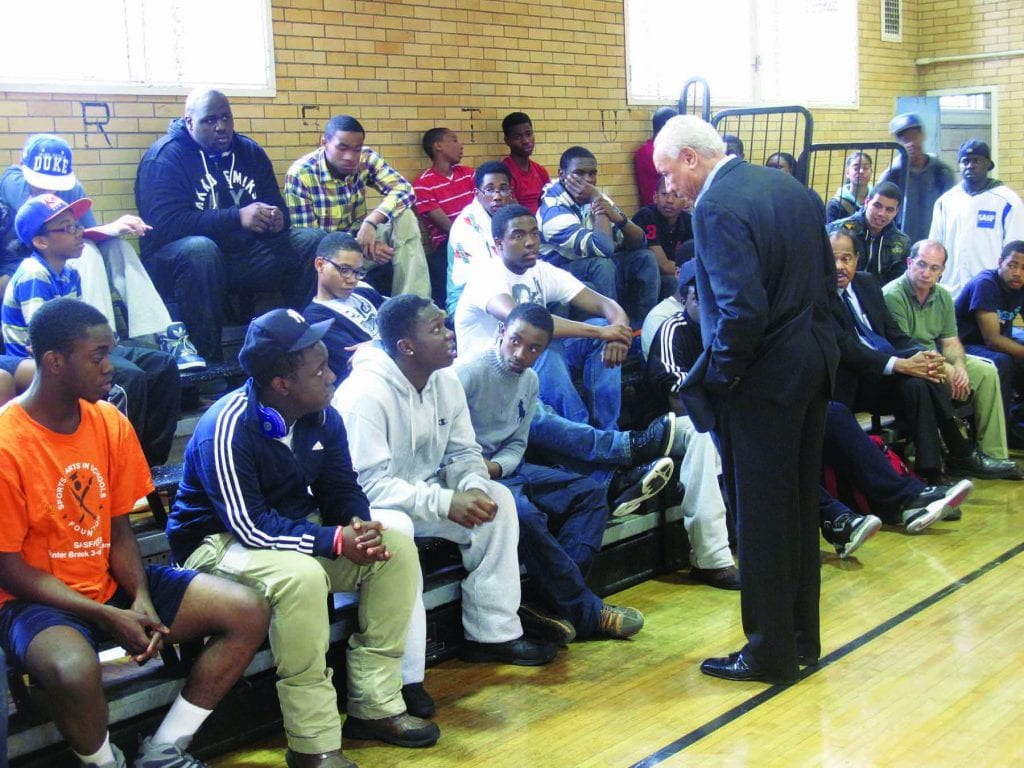 Wilkens visits Brownsville, N.Y., as part of his work with the Lenny Wilkens Foundation.