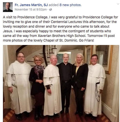 Father Martin's Facebook post following his visit to PC.