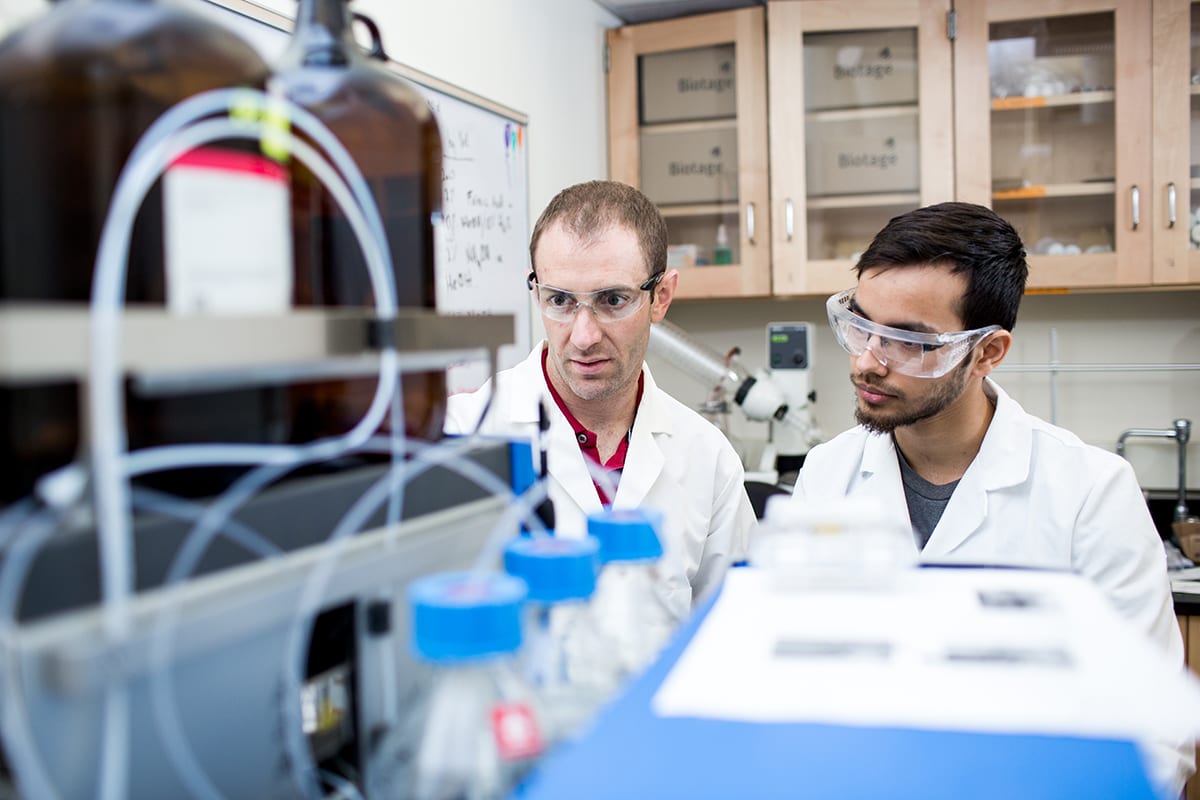 Chemistry and Biochemistry Providence College Laboratory, Lab, Students and Professor Seann Mulcahy, Ph.D Satyam Khanal '16