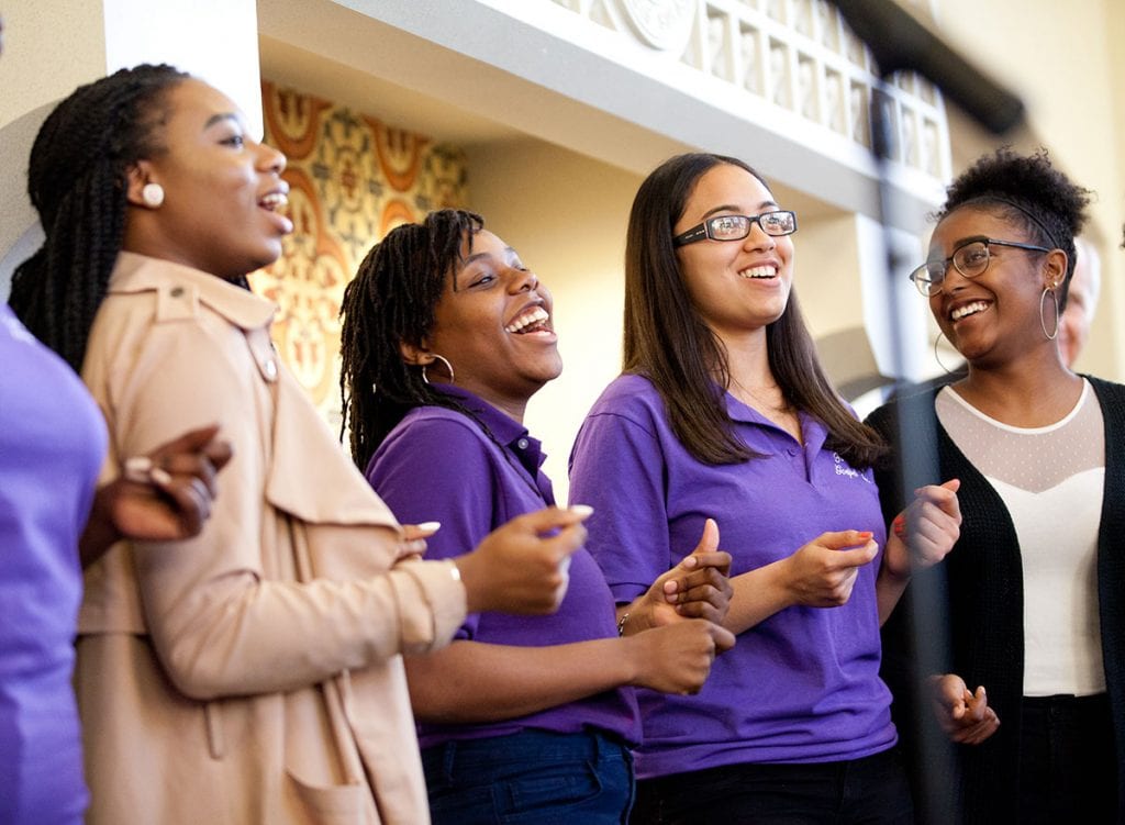 Footprints Gospel Choir members honor Walker in song.