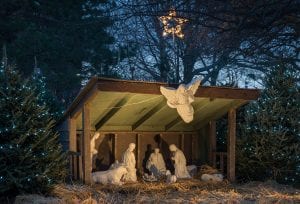 The Nativity display outside the Priory of St. Thomas Aquinas on campus