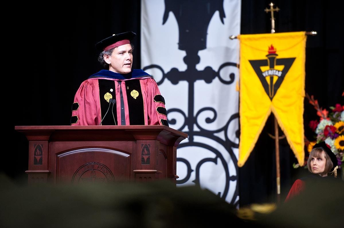 As the Accinno Award recipient, Dr. Christopher Arroyo addressed students and families at the Academic Awards Ceremony during Commencement Weekend in May 2017.