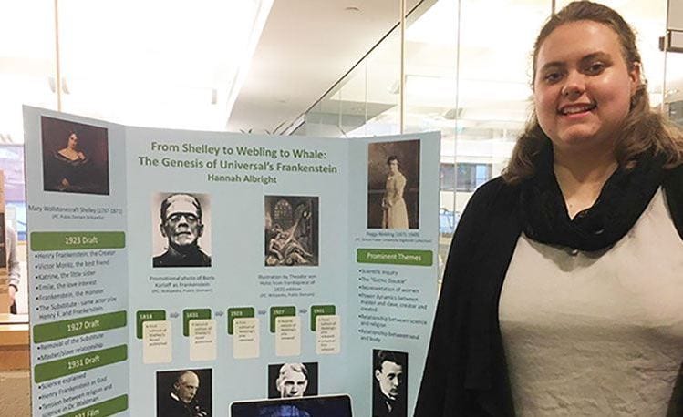 Hannah Albright '18 conducted research on Frankenstein