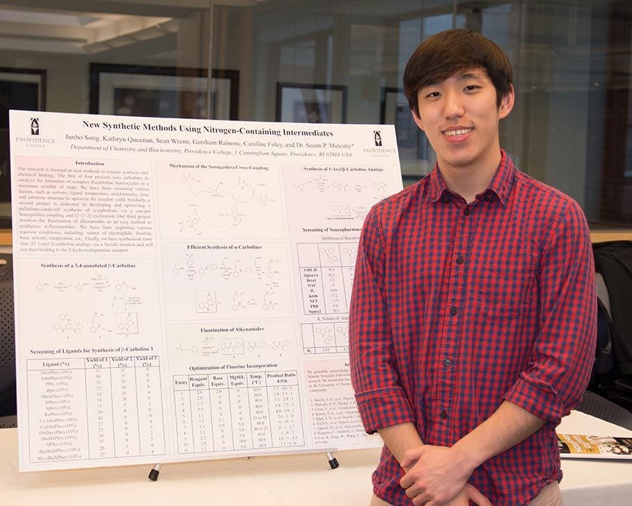 Junho Song '18, a biology major, presented his research at PC's annual Celebration of Scholarship and Creativity.