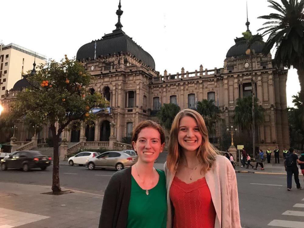 Emily Ascherl '20, left, and Julia Gaffney '20 are in Tucuman, Argentina, with the Dominican Sisters of the Most Holy Name of Jesus.