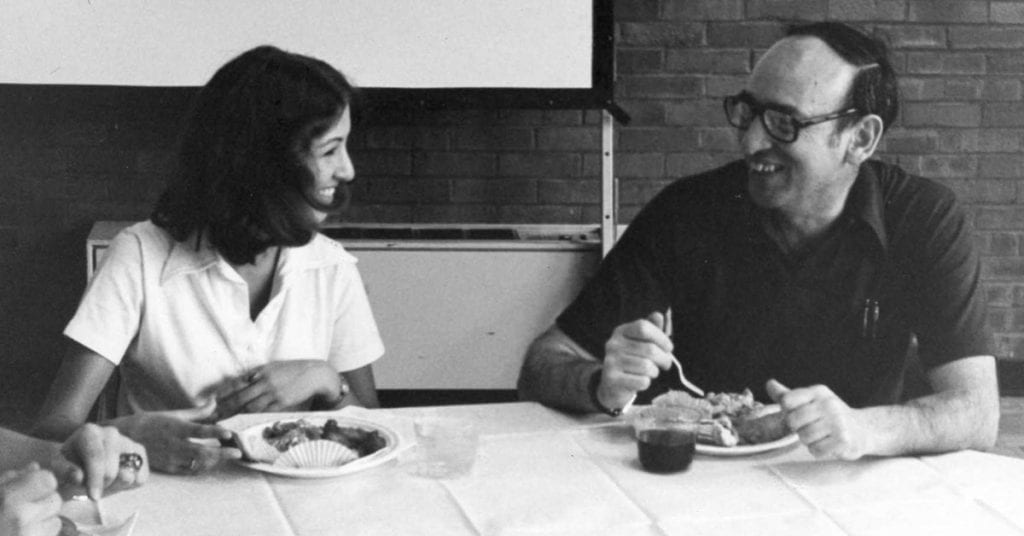 Dr. Francis P. "Pat" MacKay at lunch in a photo dated 1977.