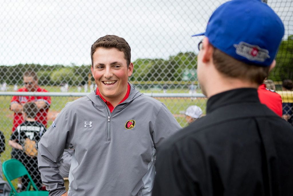 Thomas Zinzarella '21, who has interned with the Cape Cod League as a play-by-play broadcaster for two summers, is studying sabermetrics with Rev. Humbert Kilanowski, O.P.