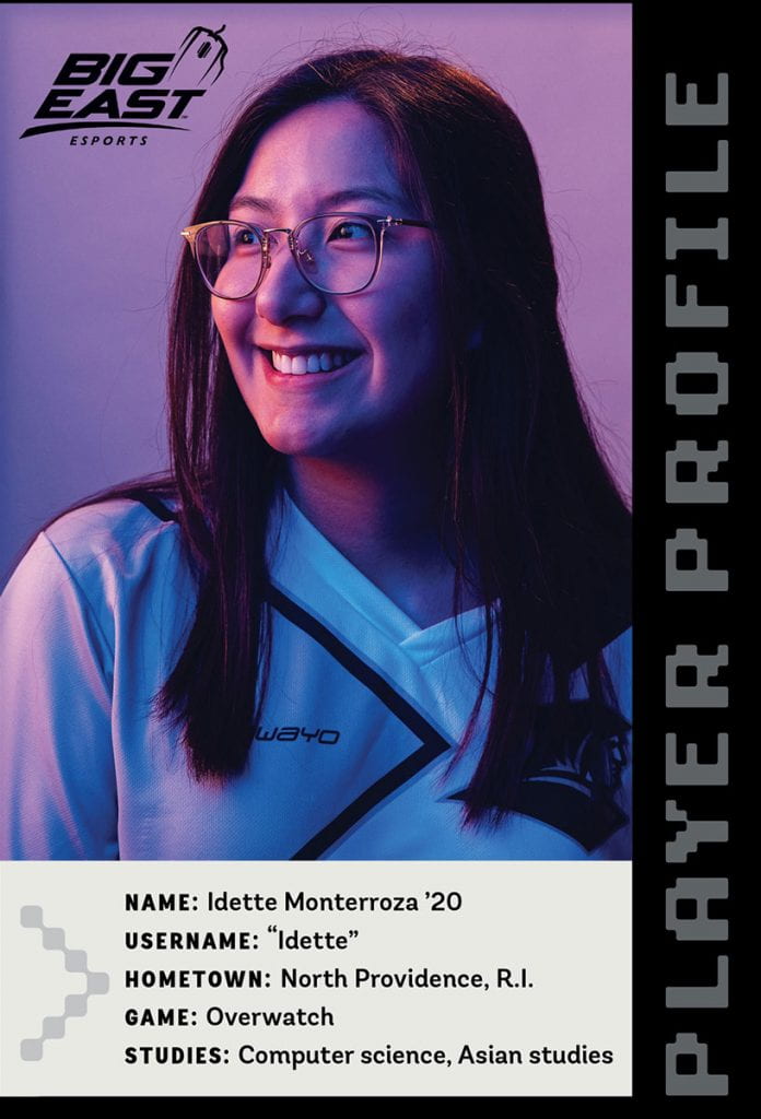 Idette Monterroza '20, username: "Idette," from North Providence, R.I., plays Overwatch, studies computer science, Asian studies