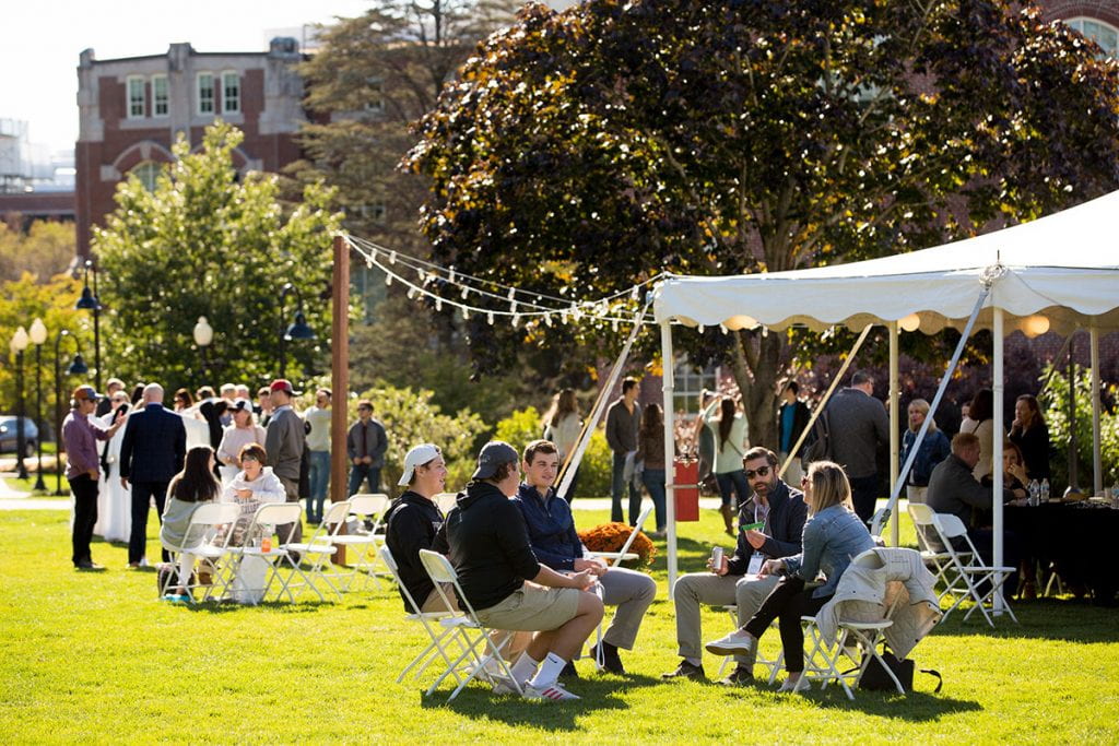 A scene from Oktoberfest on the Slavin Center lawn.