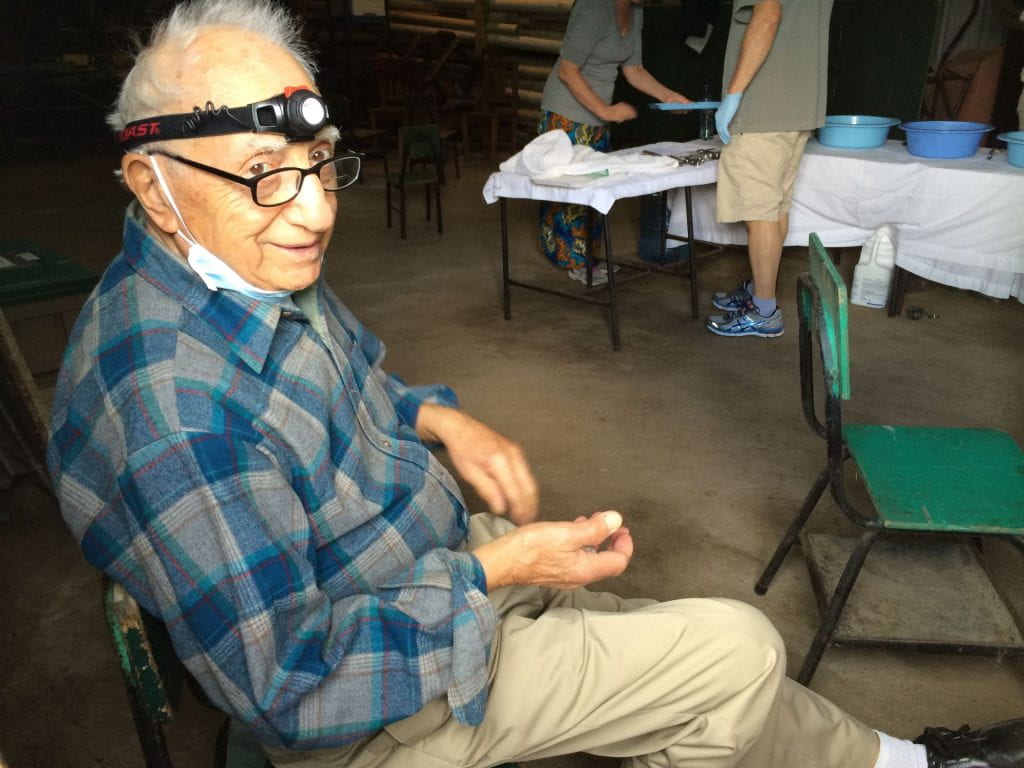 Dr. Joseph A. Box '51 takes a break during a Guatemala service trip.