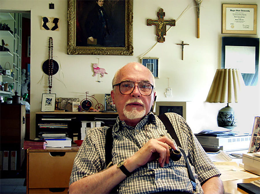 Father McAlister in his studio-office in Hunt-Cavanagh Hall