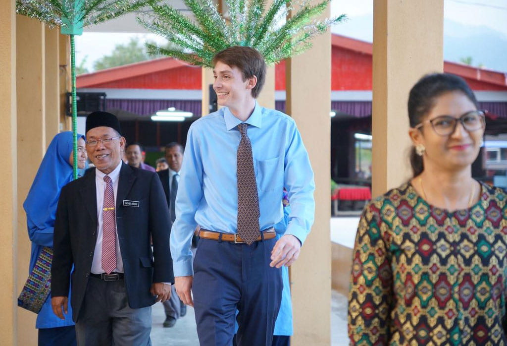 Kevin Cranney '19, from Exton, Pa., during the opening day ceremonies for his school in Malaysia.