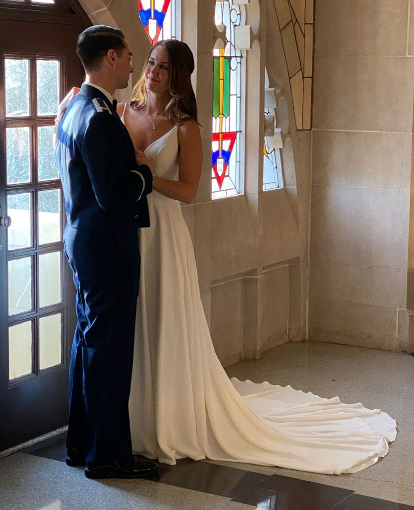 Ryan Frazier '15 and Emma Beer '16 shared their first dance in the Harkins Hall rotunda to a song played on Father Cuddy's iPhone. 