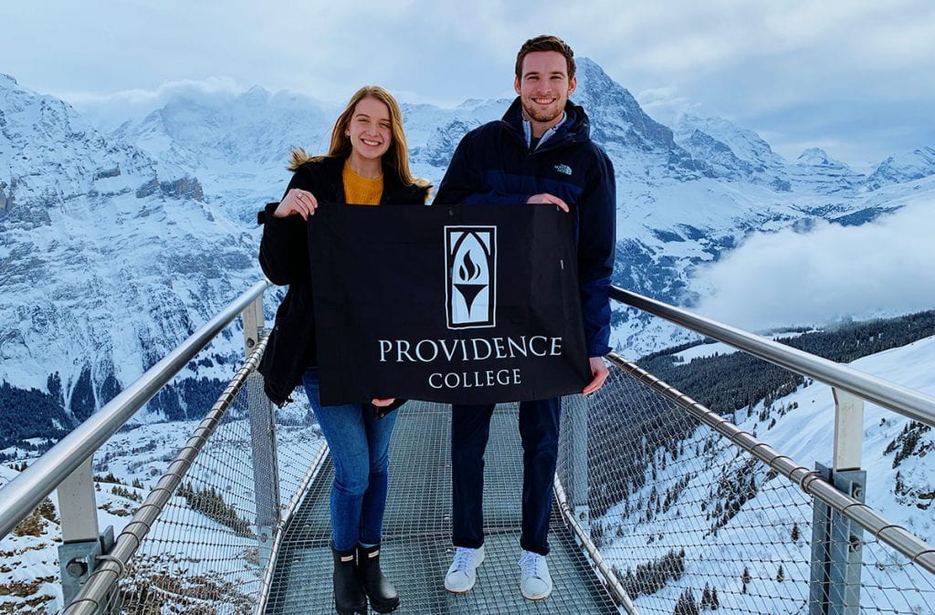 Julia Gaffney '20 and Brandon O’Callahan ‘20 took a trip to the Swiss Alps when they were studying abroad in Dublin in 2019.