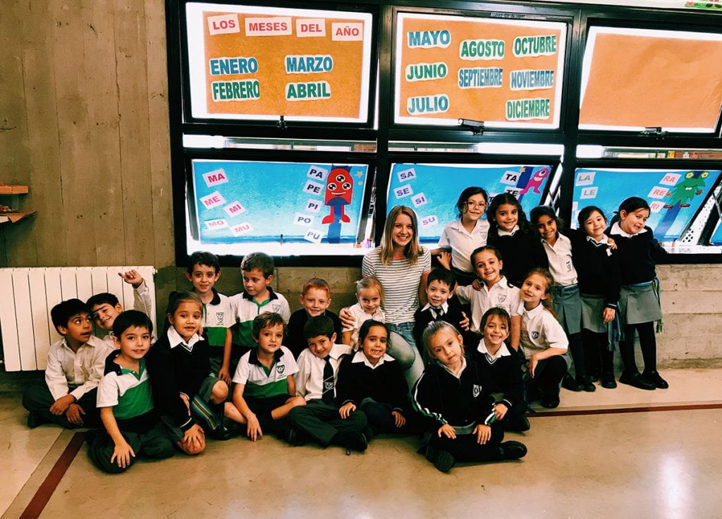 Julia Gaffney '20 with children she taught during her trip to Argentina with the Father Philip A. Smith, O.P. Student Fellowships for Study and Service Abroad program