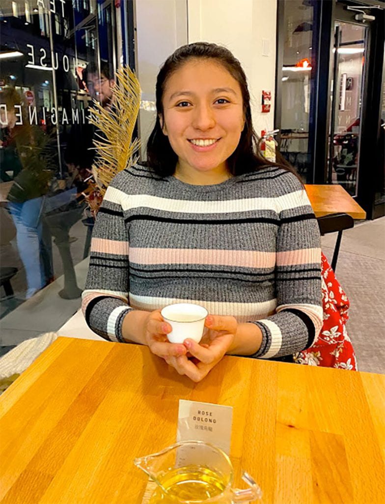 This spring, Katherine Uchupailla ’20 made it a point to help support local businesses. Here she holds a cup during a visit to Ceremony, a tea house in Providence.