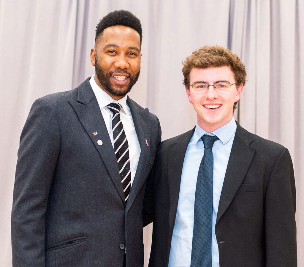 Ndaba Mandela, grandson of Nelson Mandela, with Jack Murphy '20