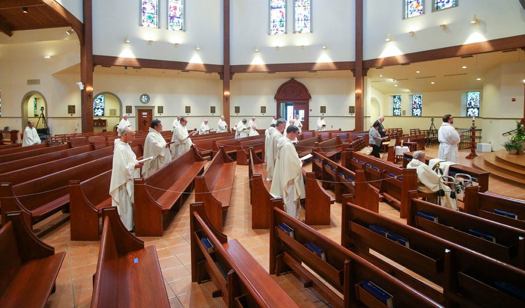 Dominicans gather in St. Dominic Chapel, following social distancing protocols, for the ordination to the priesthood of Rev. Jordan Zajac, O.P. '04.
