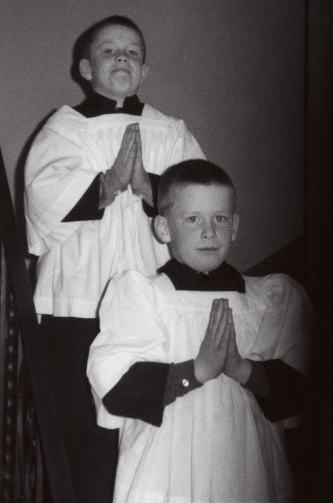 Family life centered around St. Gregory the Great Church in Warwick, R.I., where Father Shanley, foreground, and his twin brother, Paul, behind him, were altar boys.