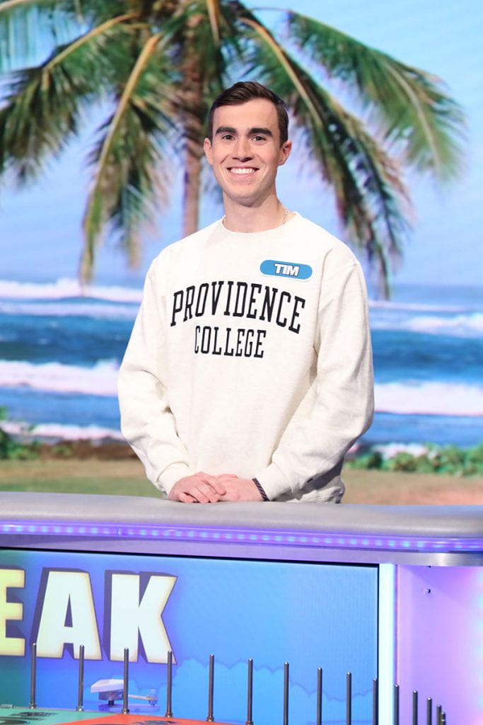 TIM SEARS ’21 (Springfield, Mass.) was a contestant on Wheel of Fortune’s College Week in March.