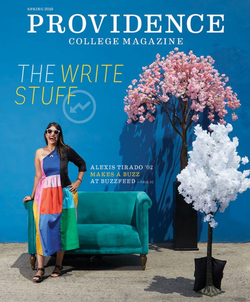 Spring 2019 Providence College Magazine cover featuring Alexis Tirado '02