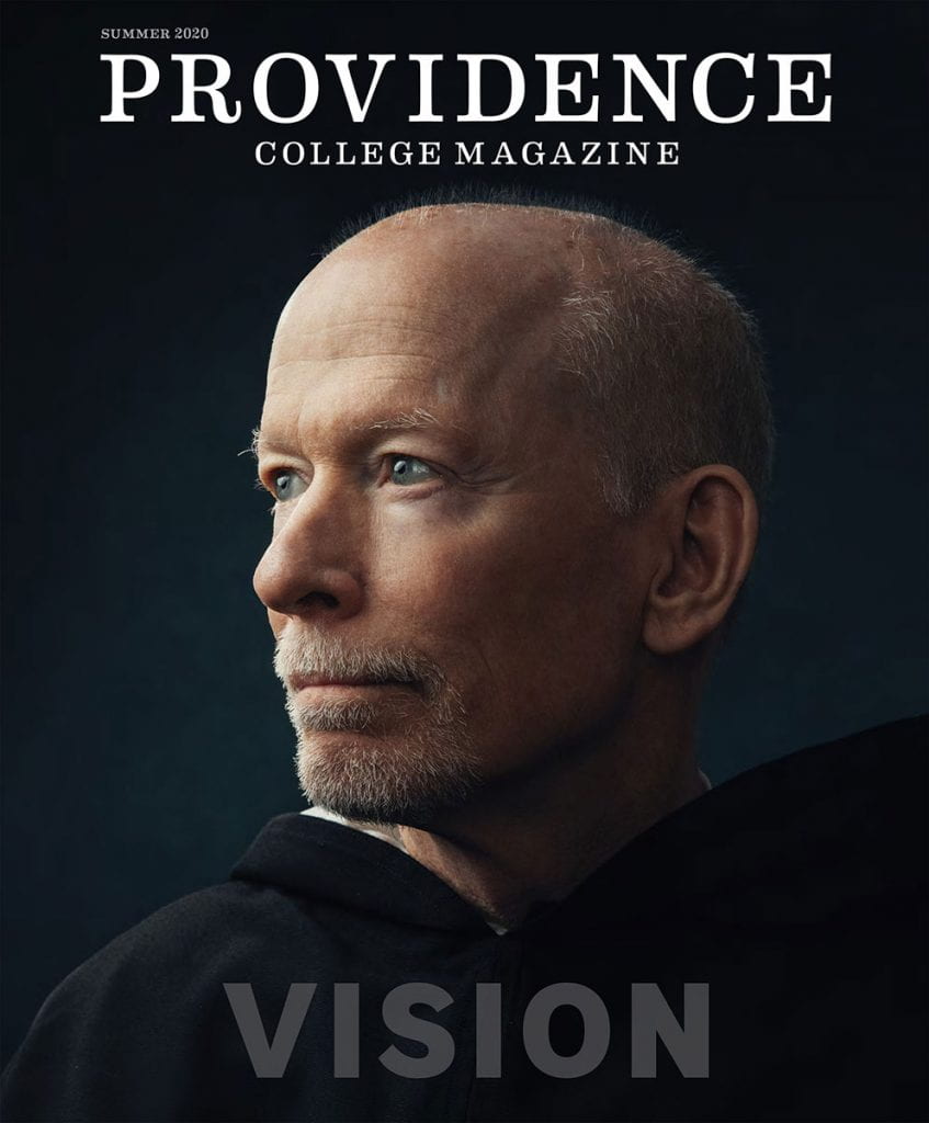 Summer 2020 Providence College Magazine cover featuring College President Rev. Brian J. Shanley, O.P. '80