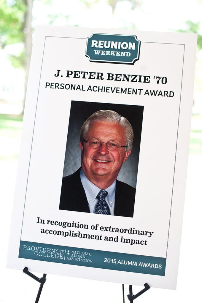 J. Peter Benzie '70 received the Personal Achievement Award from PC's National Alumni Association in recognition of extraordinary accomplishment and impact.