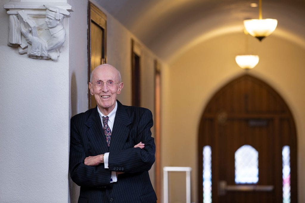 William R. Davis, Esq. ’52 & ’91Hon. co-founded RisCassi & Davis, P.C. in Hartford, Conn., and served the law firm for 65 years. (Photo by Steven Laschever)