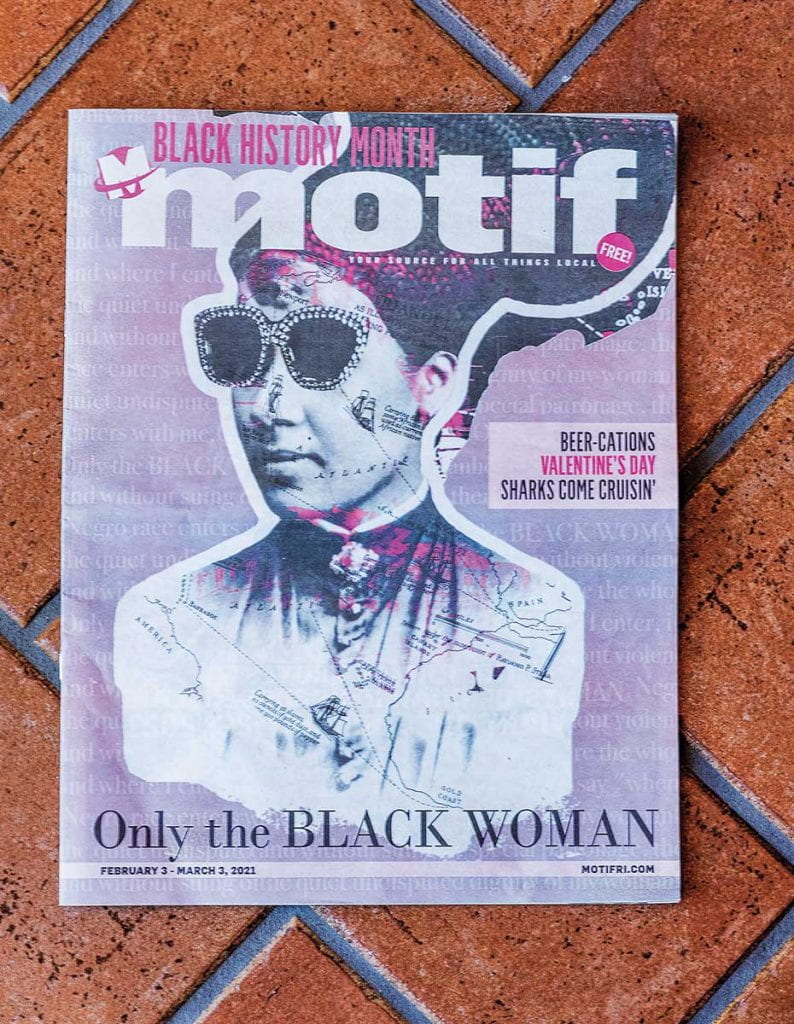 Art by Anjel Newmann, a PC master’s in urban teaching student and graduate assistant at The Center at Moore Hall, graced the cover of the February 2021 issue of Motif, a Rhode Island arts and entertainment magazine.