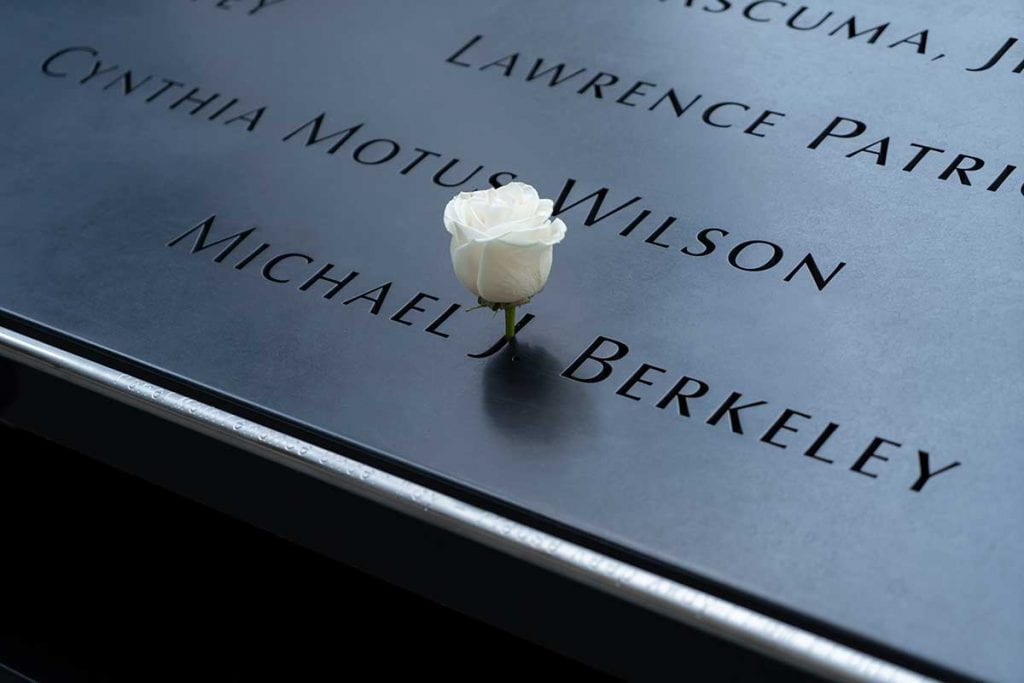 Michael J. Berkeley '85's name at the 9-11 Museum and Memorial in New York City