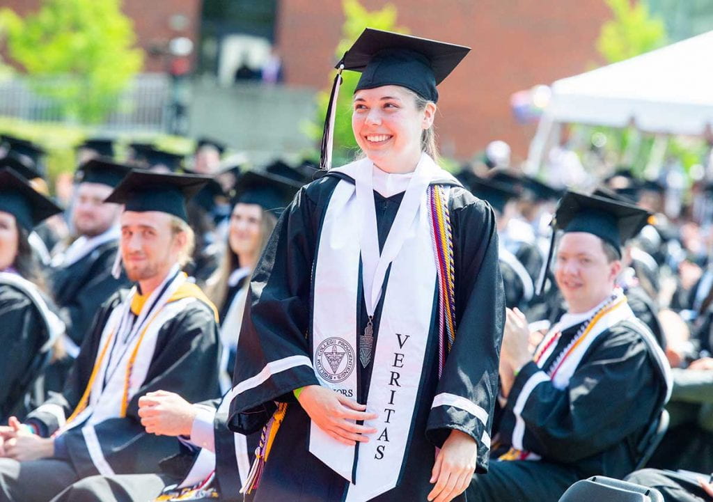 Sarah Heavren '21 at commencement in May 2021.