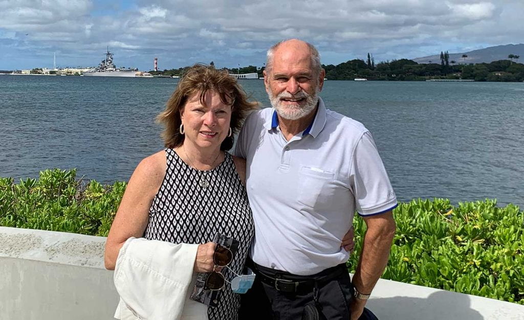 Richy Kless '74 and his wife, Teresa M. “Terri” (Supple) Kless ’76, on vacation in Pearl Harbor, Hawaii, in October