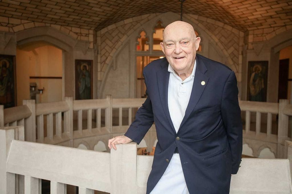 Dr. Joseph Hagan '56 in the Harkins Hall rotunda.