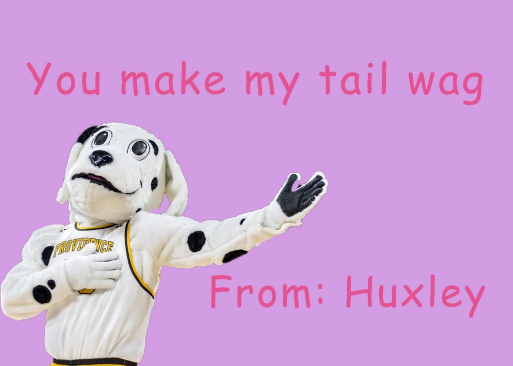 Valentine featuring Huxley that reads "You make my tail wag From: Huxley"