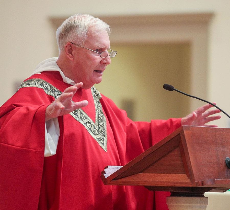Rev. James F. Quigley, O.P. ’60 presents the homily at the Golden Friar Mass.
