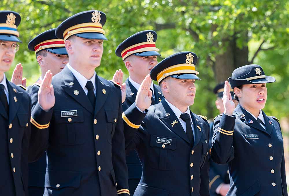 Members of the ROTC Patriot Battalion are commissioned