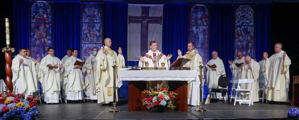 Dominicans in prayer at the Commencement Mass on Saturday, May 21. 