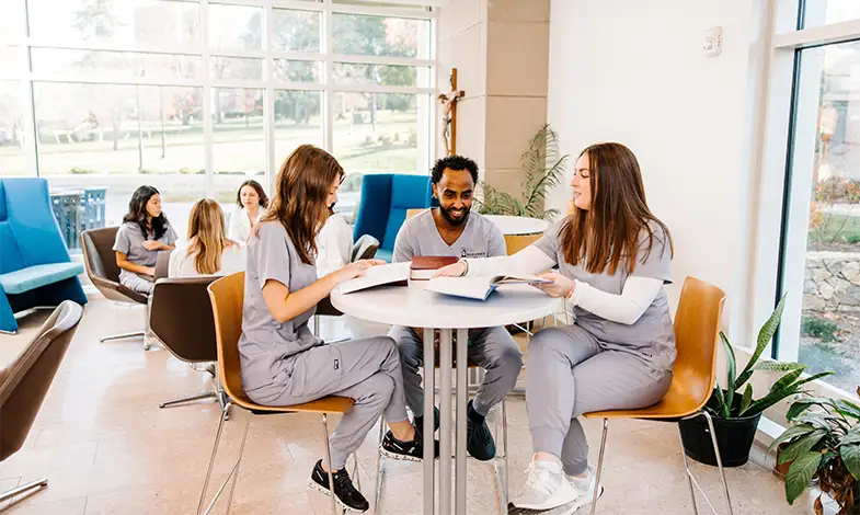 nursing students working together