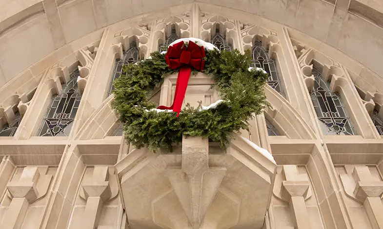 wreath on Harkins Hall