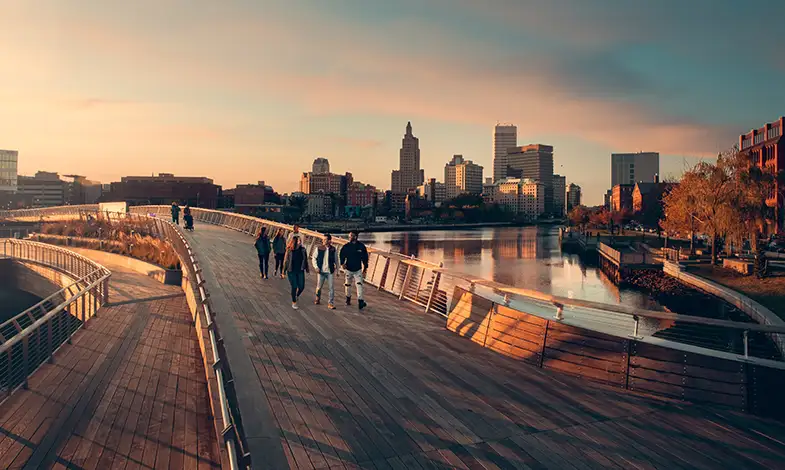 students walking in providence