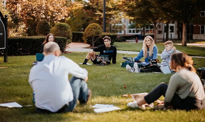 students learning outside