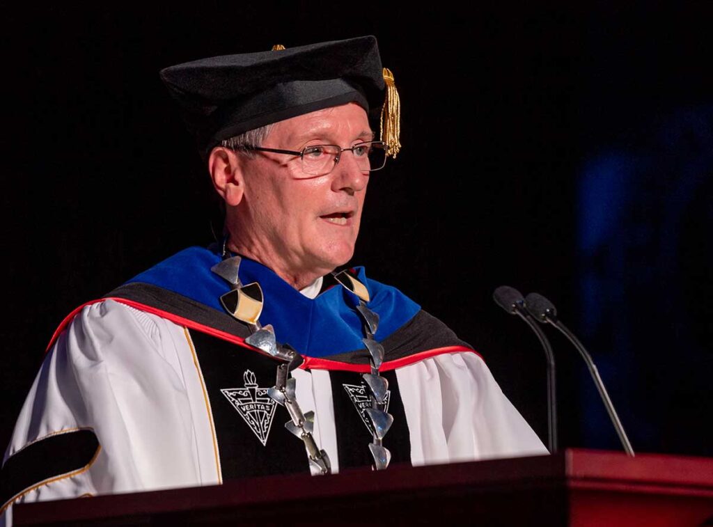 Establishment of a nursing program was a goal mentioned by College President Rev. Kenneth R. Sicard, O.P. '78, '82G, in his inaugural address in October 2021.