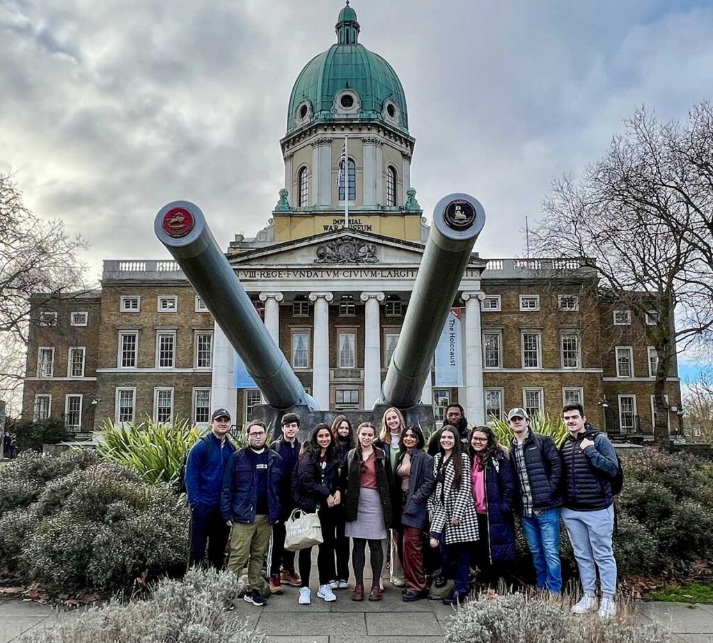 Civ in London students outside the Imperial War Museum.