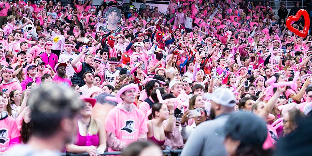 student section at pinkout game