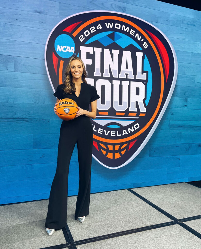 In February 2023, Cayleigh Griffin '14 hosted the unveiling of the logo for the 2024 Women's Final Four in Cleveland.