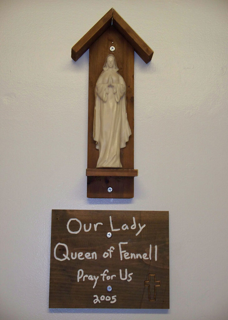 The shrine to Our Lady, Queen of Fennell, was created by Matt Weber '06, a four-year Fennell resident and resident assistant.